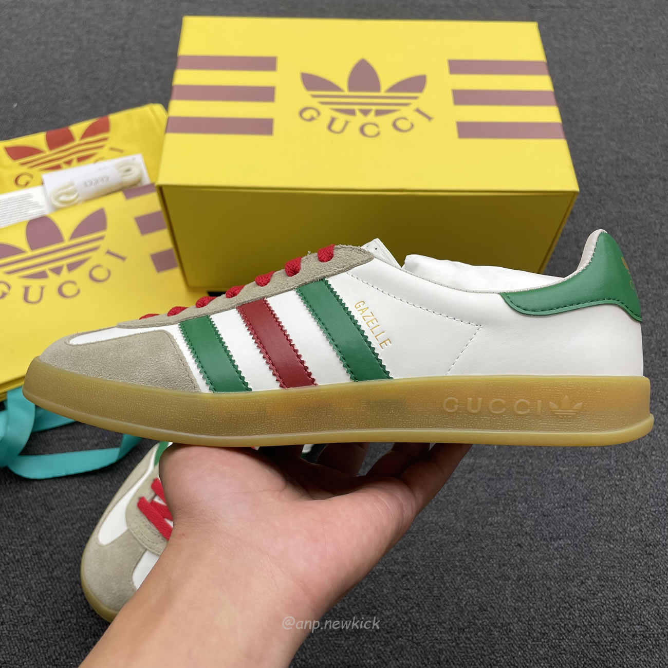 Adidas X Gucci Gazelle White Green Red 726487 Aaa43 9547 (7) - newkick.cc